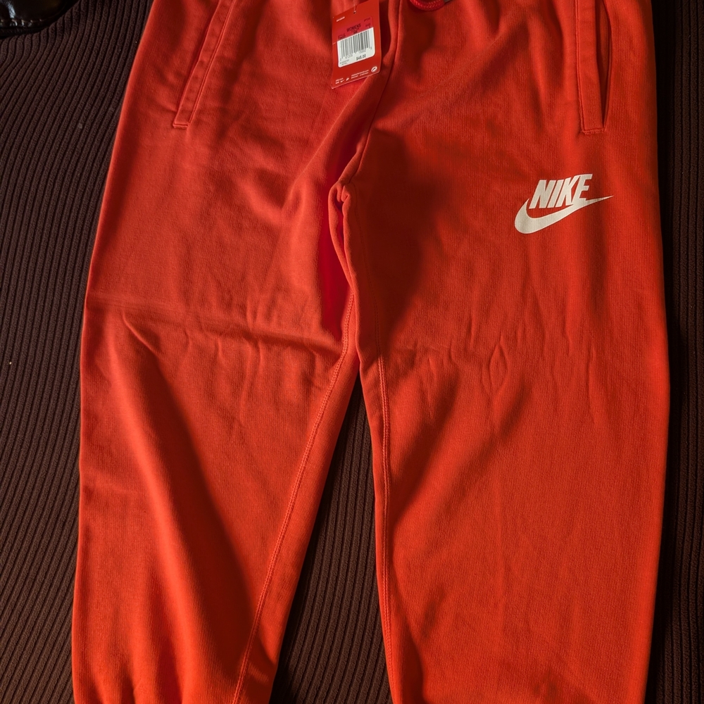 Nike Women's Bright Red Jogger Sweatpants with White Logo